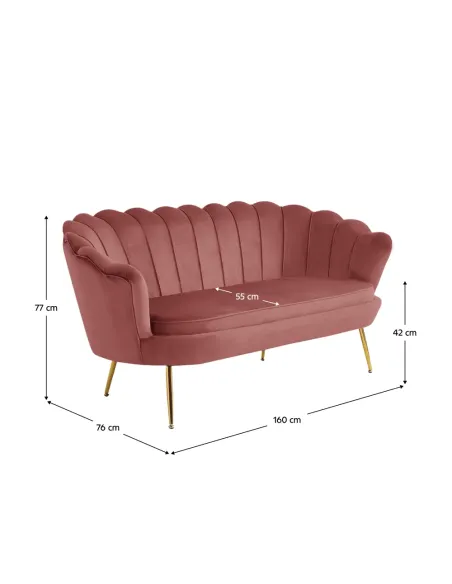 Canapea KONDELA, living, 160x76x77 cm, catifea, picioare metal auriu | MobilaOK