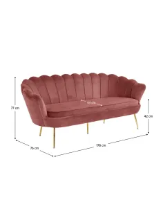 Canapea KONDELA, living, 178x76x77 cm, catifea roz, metal auriu | MobilaOK 2