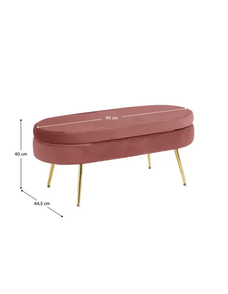 Scaun, NOBLIN TABURET TIP 2, living/hol, 99x44.5x40 cm, Catifea roz/Metal auriu | MobilaOK