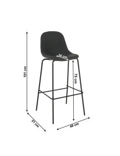 Scaun bar MARIOLA 2 NEW, bucătărie/bar, 49x51x101 cm, textil gri/metal | MobilaOK 2