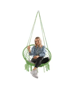 Scaun suspendabil AMADO 2, verde, pentru exterior/interior, 80x120 cm, metal și bumbac | MobilaOK