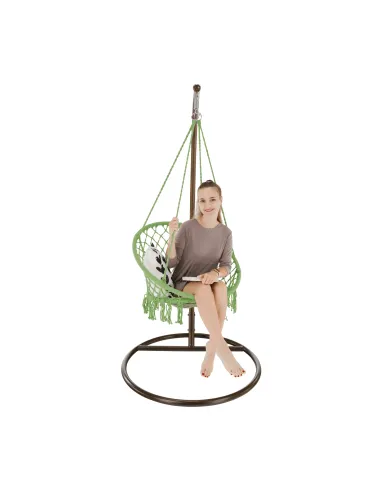 Scaun suspendabil AMADO 2, verde, pentru exterior/interior, 80x120 cm, metal și bumbac | MobilaOK