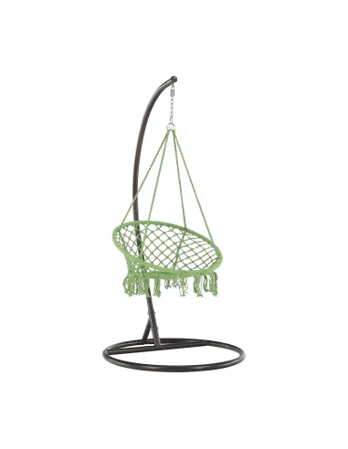 Scaun suspendabil AMADO 2, verde, pentru exterior/interior, 80x120 cm, metal și bumbac | MobilaOK