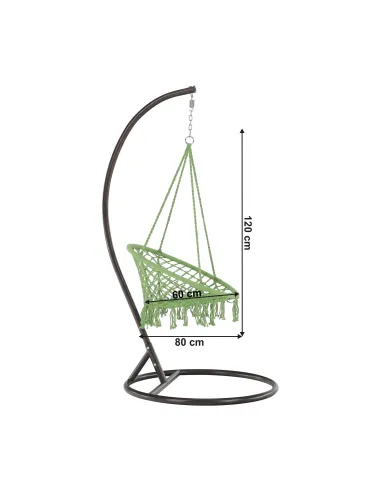 Scaun suspendabil AMADO 2, verde, pentru exterior/interior, 80x120 cm, metal și bumbac | MobilaOK