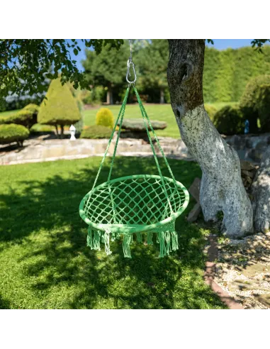 Scaun suspendabil AMADO 2, verde, pentru exterior/interior, 80x120 cm, metal și bumbac | MobilaOK