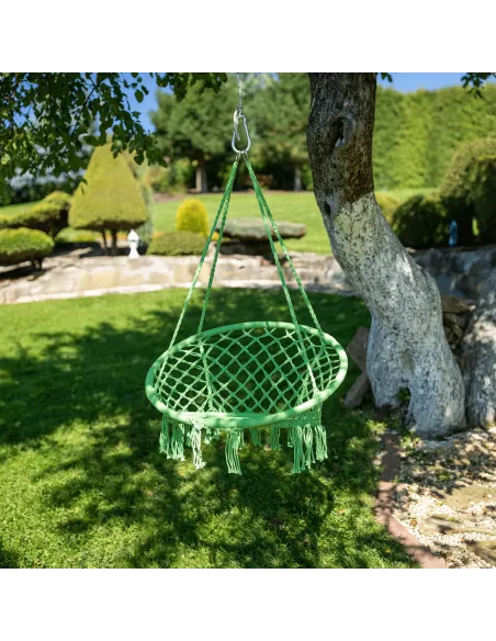 Scaun suspendabil AMADO 2, verde, pentru exterior/interior, 80x120 cm, metal și bumbac | MobilaOK
