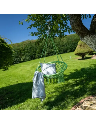 Scaun suspendabil AMADO 2, verde, pentru exterior/interior, 80x120 cm, metal și bumbac | MobilaOK
