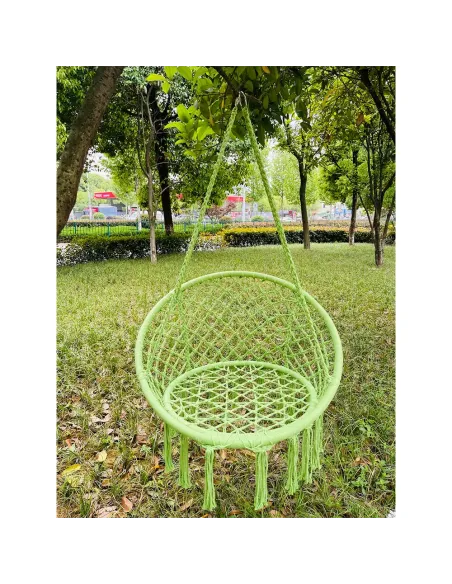 Scaun suspendabil AMADO 2, verde, pentru exterior/interior, 80x120 cm, metal și bumbac | MobilaOK