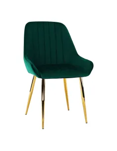 Scaun Dining PERLIA, smarald/crom-auriu, 56x62x89 cm, catifea/crom | MobilaOK