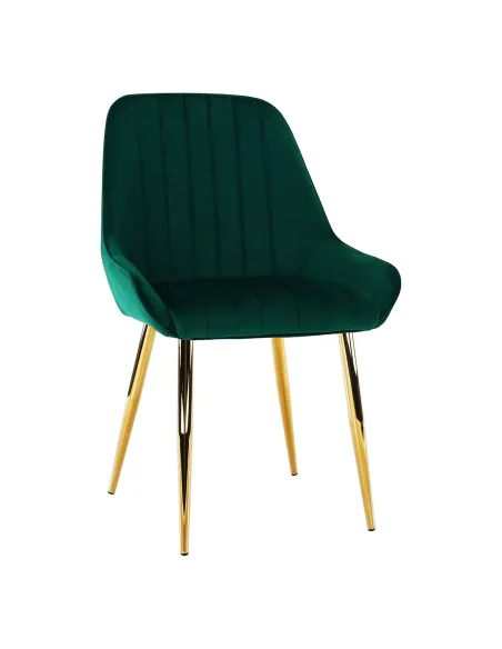 Scaun Dining PERLIA, smarald/crom-auriu, 56x62x89 cm, catifea/crom | MobilaOK