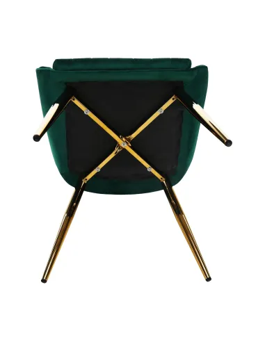Scaun Dining PERLIA, smarald/crom-auriu, 56x62x89 cm, catifea/crom | MobilaOK