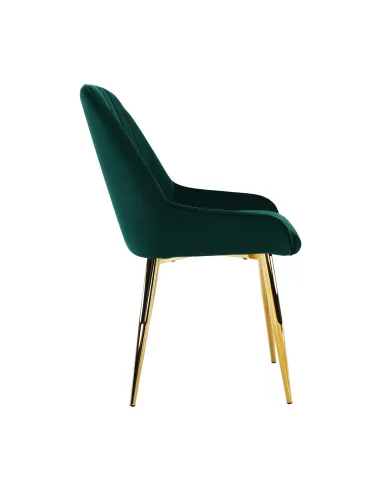 Scaun Dining PERLIA, smarald/crom-auriu, 56x62x89 cm, catifea/crom | MobilaOK