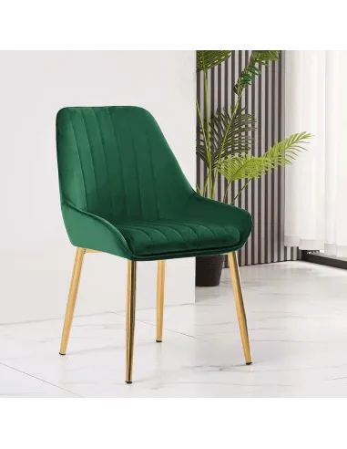 Scaun Dining PERLIA, smarald/crom-auriu, 56x62x89 cm, catifea/crom | MobilaOK