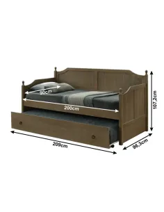 Pat, BAROBA, dormitor, 209x96.3x107.2 cm, lemn masiv/MDF stejar antic | MobilaOK 2