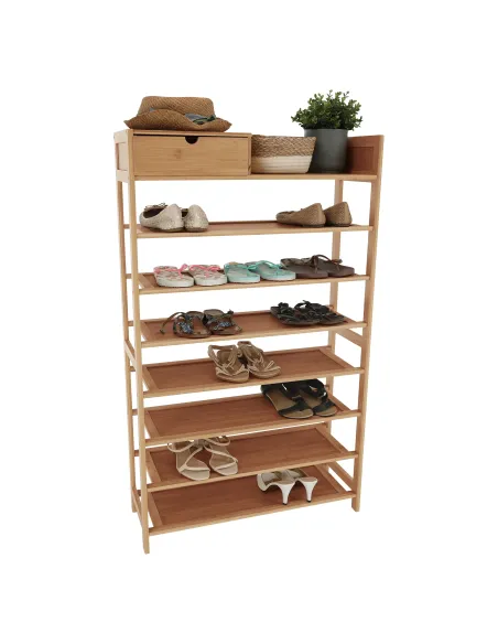 Suport pantofi, KATLEY, hol/coridor, 70x25x117 cm, bambus | MobilaOK
