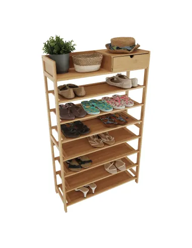 Suport pantofi, KATLEY, hol/coridor, 70x25x117 cm, bambus | MobilaOK