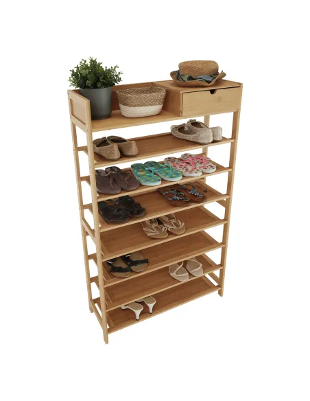 Suport pantofi, KATLEY, hol/coridor, 70x25x117 cm, bambus | MobilaOK