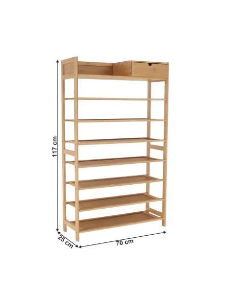 Suport pantofi, KATLEY, hol/coridor, 70x25x117 cm, bambus | MobilaOK