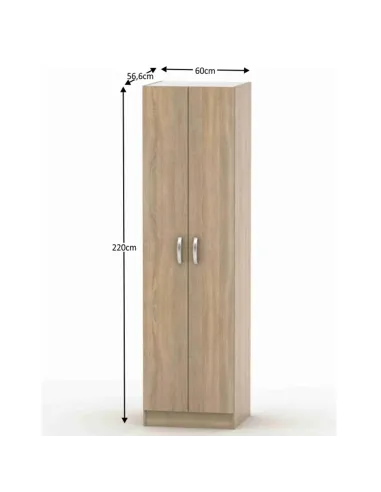 Dulap BETTY 2 dormitor/hol, 60x220x56.6 cm, PAL melaminat stejar sonoma | MobilaOK