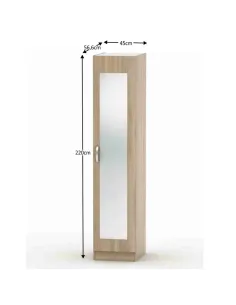 Dulap cu oglindă BETTY 2, hol/dormitor, 45x220x56.6 cm, PAL melaminat stejar sonoma | MobilaOK 2