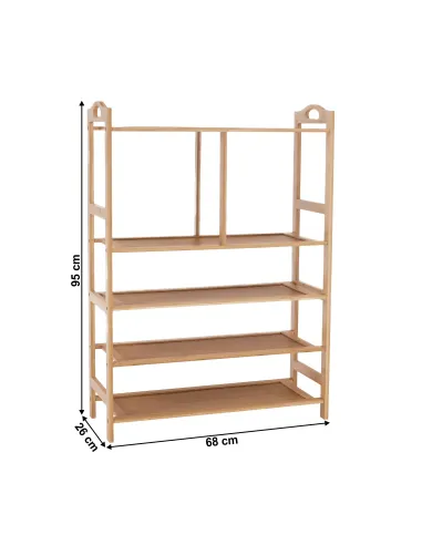 Suport pentru pantofi, AVIRO, hol/dormitor/dressing, 68x26x95 cm, Bambus lăcuit | MobilaOK