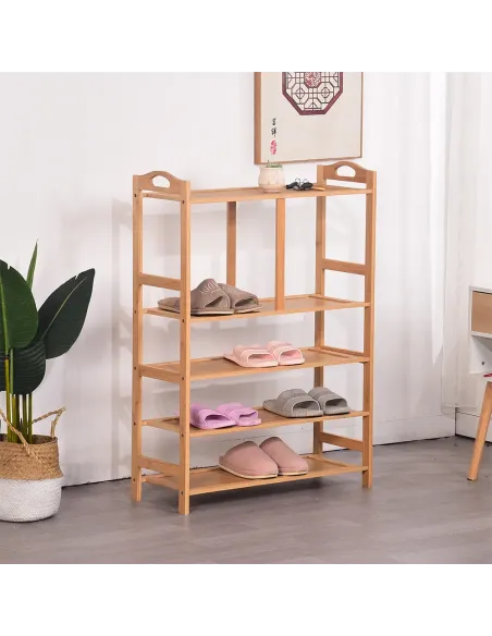 Suport pentru pantofi, AVIRO, hol/dormitor/dressing, 68x26x95 cm, Bambus lăcuit | MobilaOK