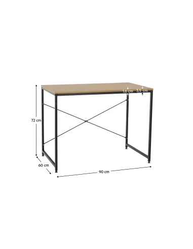 Birou, stejar / negru, 90x60 cm, MELLORA | MobilaOK