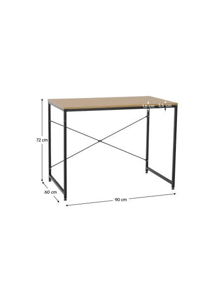 Birou, stejar / negru, 90x60 cm, MELLORA | MobilaOK