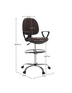 Scaun birou TAMBER, atelier/recepție, 62x57x116-137 cm, țesătură și metal | MobilaOK 2