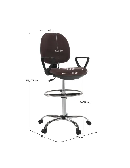 Scaun birou TAMBER, atelier/recepție, 62x57x116-137 cm, țesătură și metal | MobilaOK