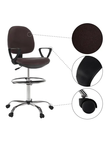 Scaun birou TAMBER, atelier/recepție, 62x57x116-137 cm, țesătură și metal | MobilaOK