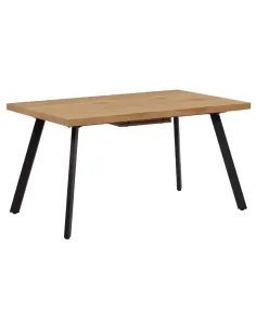 Masă de dining AKAIKO, pliabilă, living/bucătărie, 140-180x80 cm, MDF stejar/metal | MobilaOK