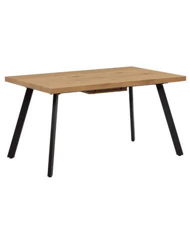 Masă de dining AKAIKO, pliabilă, living/bucătărie, 140-180x80 cm, MDF stejar/metal | MobilaOK