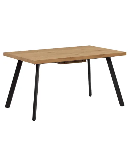 Masă de dining AKAIKO, pliabilă, living/bucătărie, 140-180x80 cm, MDF stejar/metal | MobilaOK
