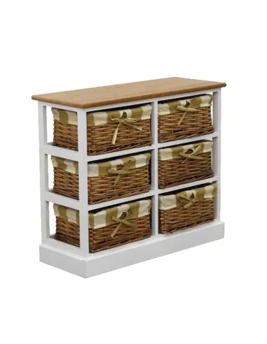 Comodă GINGER 1 pentru dormitor, 71x28x61 cm, din lemn și nuiele | MobilaOK