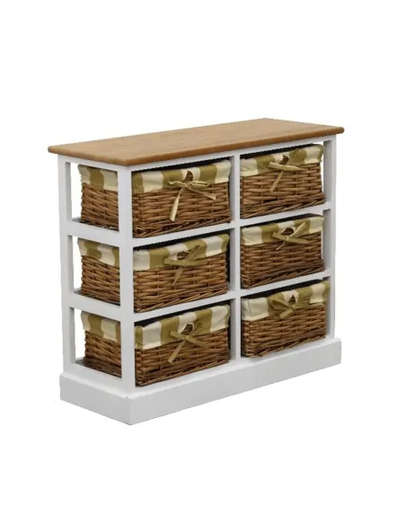 Comodă GINGER 1 pentru dormitor, 71x28x61 cm, din lemn și nuiele | MobilaOK