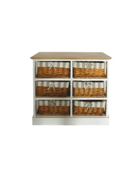 Comodă GINGER 1 pentru dormitor, 71x28x61 cm, din lemn și nuiele | MobilaOK