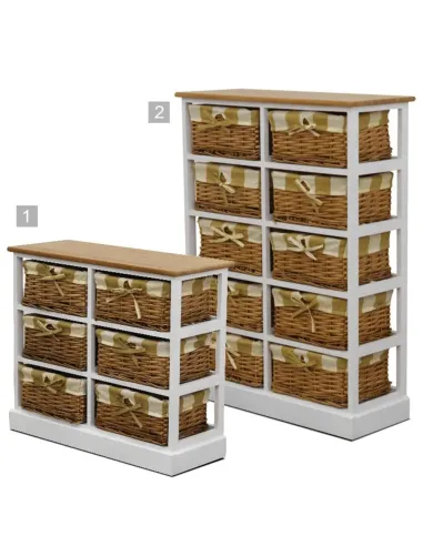 Comodă GINGER 1 pentru dormitor, 71x28x61 cm, din lemn și nuiele | MobilaOK