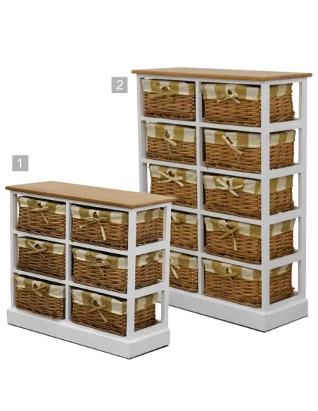 Comodă GINGER 1 pentru dormitor, 71x28x61 cm, din lemn și nuiele | MobilaOK