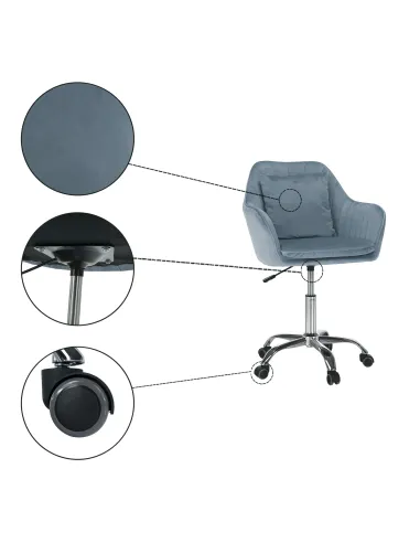 Scaun de birou KLIAN, birou, 59x61x87/101 cm, catifea și crom | MobilaOK