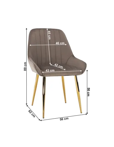 Scaun PERLIA, dining, 56x62x89 cm, catifea, metal | MobilaOK