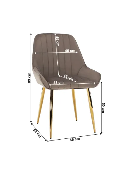 Scaun PERLIA, dining, 56x62x89 cm, catifea, metal | MobilaOK