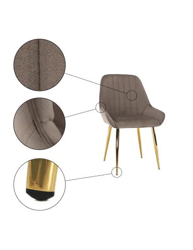 Scaun PERLIA, dining, 56x62x89 cm, catifea, metal | MobilaOK