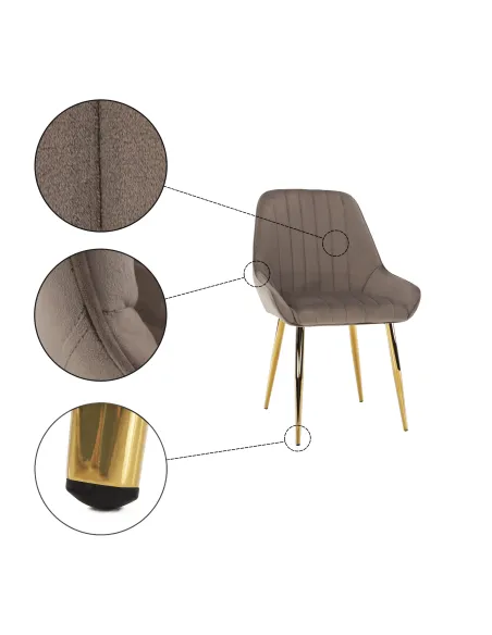 Scaun PERLIA, dining, 56x62x89 cm, catifea, metal | MobilaOK