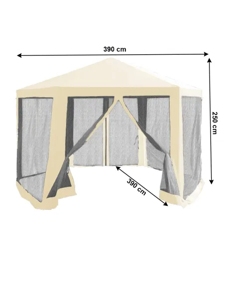 Pavilion cort pentru grădină, RINGE TIP 2, 3.9x2.5x3.9m, oțel și polietilenă | MobilaOK