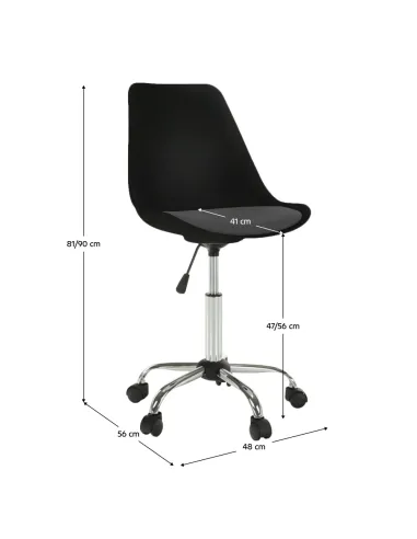 Scaun de birou DARISA NEW, birou, 48x56x81-90 cm, plastic/piele eco/crom, KONDELA | MobilaOK