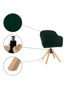 Fotoliu rotativ DALIO, living, 58x82,5x61,5 cm, textil velvet/lemn masiv | MobilaOK 2