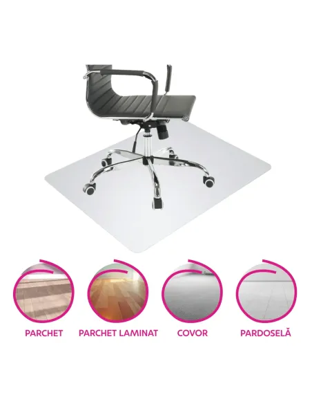 Protecție podea sub scaun ELLIE, transparent, 120x120 cm, polipropilenă | MobilaOK