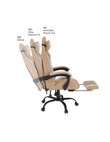 Fotoliu OZGE 2 NEW, birou/gaming, piele ecologică/plasă/plastic | MobilaOK
