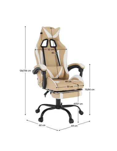 Fotoliu OZGE 2 NEW, birou/gaming, piele ecologică/plasă/plastic | MobilaOK